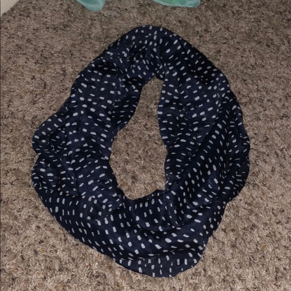 navy scarf with white dots